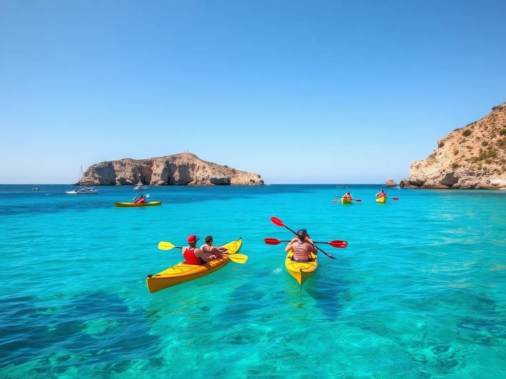 Guided kayak tour on turquoise water